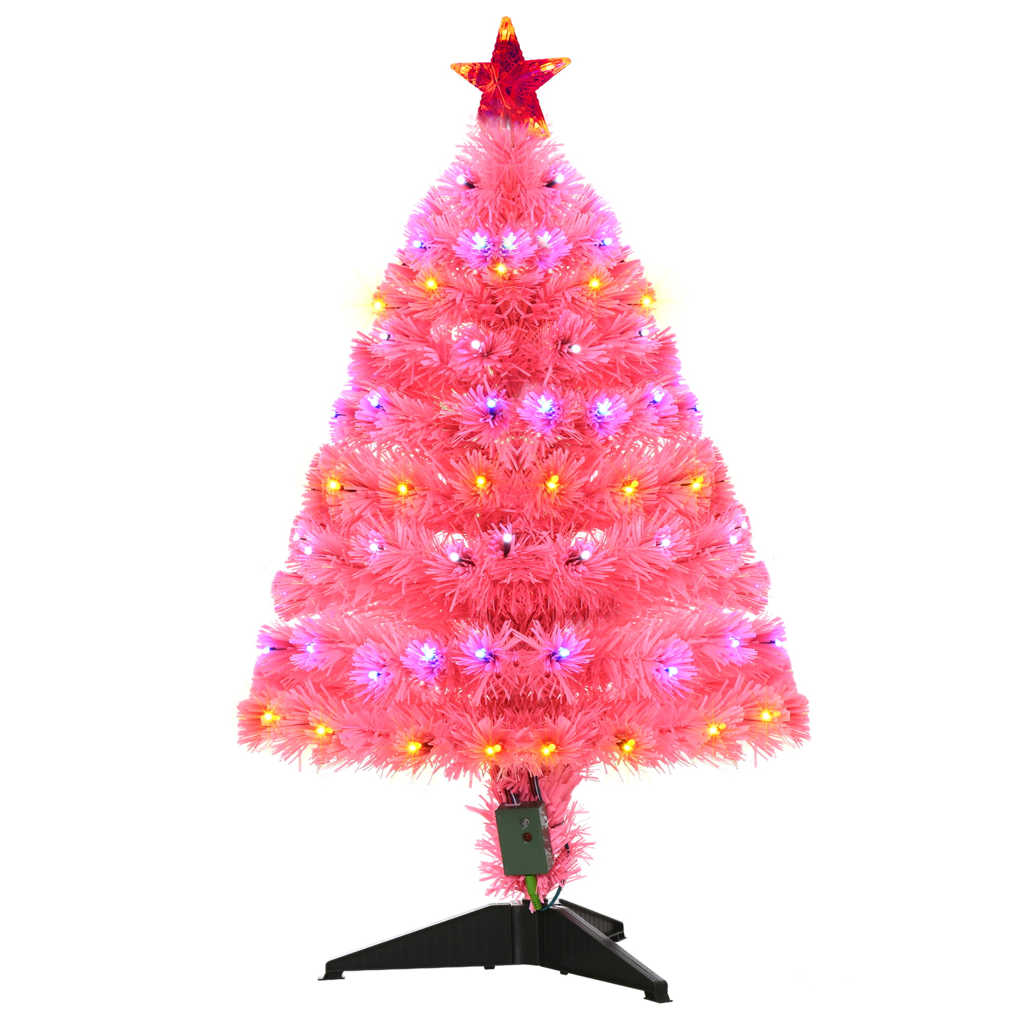 Pink Artificial Christmas Indoor Tree 6ft 4ft Xmas Decoration Fibre Optic LED 
