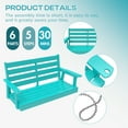 thumbnail image 5 of FODINGHILL Outdoor Hanging Porch Swing with 2 Seat，HDPE All Weather Swing Chair, Patio Swing Chair for Garden, Courtyard, 600LBS Weight Capacity, Aqua, 5 of 6