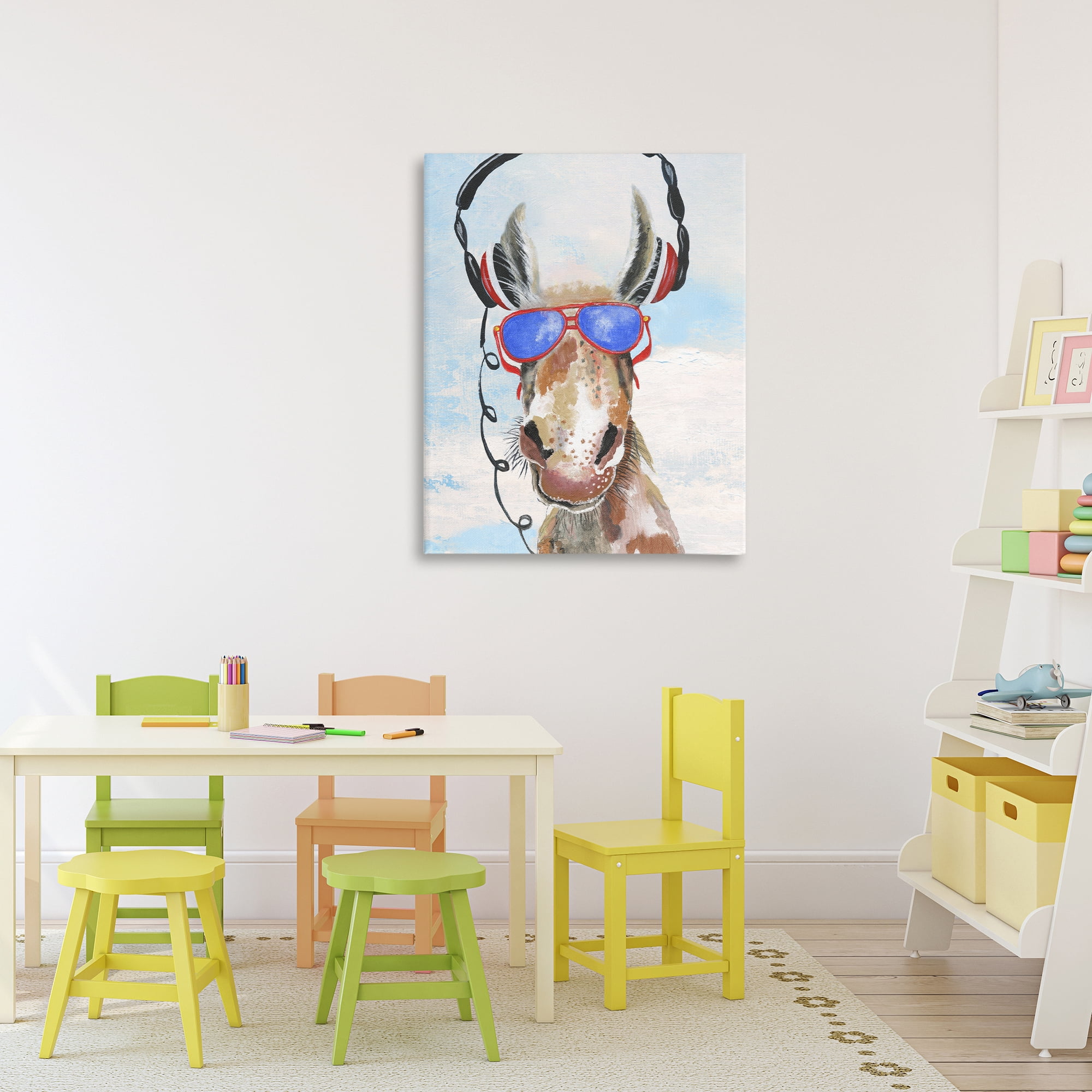 Stupell Industries Donkey Wearing Headphones Canvas Wall Art, design by Janet Tava