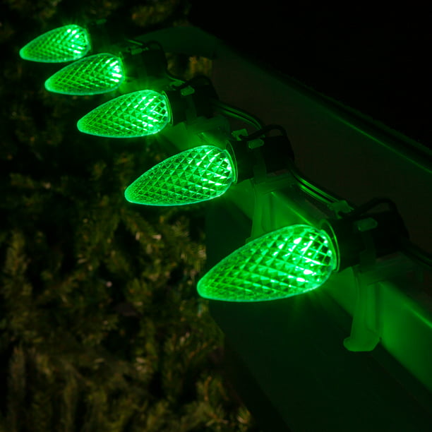 Faceted Green Christmas Lights example