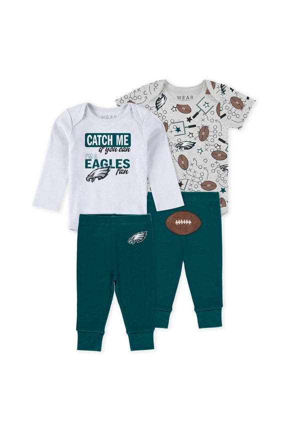 Infant & Newborn WEAR by Erin Andrews Philadelphia Eagles Three-Piece Turn Me Around Bodysuits & Pant Set