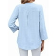thumbnail image 5 of Female V Neck Casual Hollow Out Eyelet Embroidered Blouses Shirts Beach Cover Up Blouse Dressy Sky Blue XL, 5 of 9