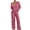 14#Hot Pink, variant on 2 Piece Outfits for Women V Neck Long Sleeve Knit Sweater Top and Wide Leg Pants Ribbed Lounge Matching Set Fall Winter Hot Pink S
