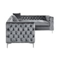 thumbnail image 2 of Chic Home Susan Right Hand Facing Sectional Sofa L Shape Velvet Button Tufted with Silver Nail Head Trim Silvertone Metal Y-Leg with 3 Accent Pillows Modern Contemporary, Grey, 2 of 2