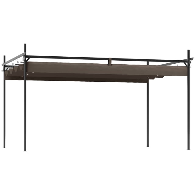 Outsunny Pavillon Extérieur 10 Pieds x 10 Pieds, Auvent de Pergola Rétractable, Brun
