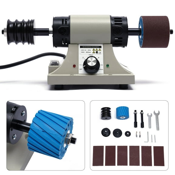 110V Electric Leather Edge Burnishing Machine, Leather Polishing Grinder Kit Sanding Tool with Adjustable Rosewood Grinding Head Speed 0-8000RPM