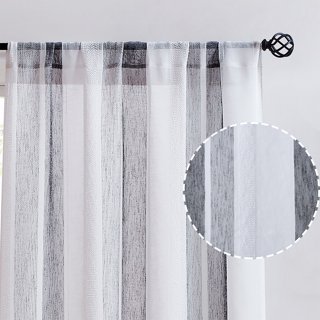 Home Essence Andrea Faux Linen Rod Pocket Window Curtain With Attached ...