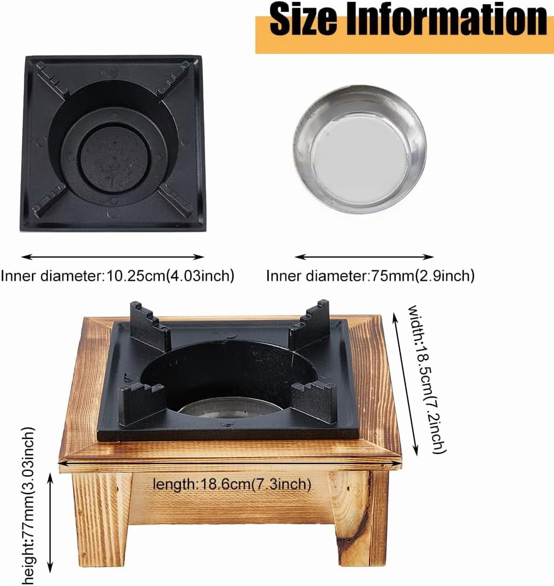 1 pc Barbecue Camp Stove 7.3x7.2inch Portable Alcohol Stove with Wooden Shelf Outdoor Cooking Furnace Family Picnic Stove Suitable for Soup Pot Baking Tray Kettle