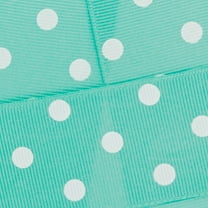 7/8" Grosgrain Ribbon White Dots 314 Aqua 100 Yard