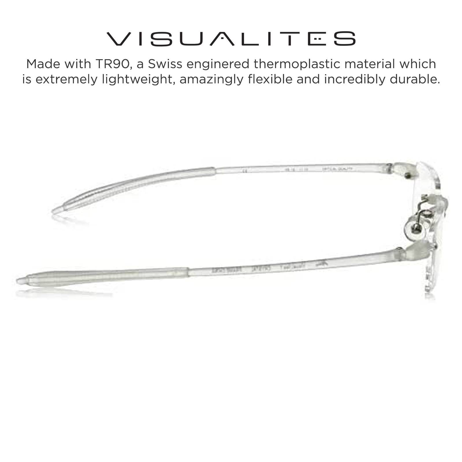 Visualites 1 Crystal 2.25 Power Lightweight Rimless Rectangle Reading Glasses For Men and Woman