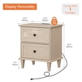 thumbnail image 2 of WAMPAT Farmhouse End Table with Charging Station, Rustic 2-Drawer Nightstand,Beige, 2 of 5