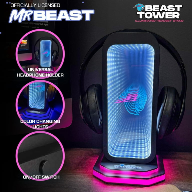 MrBeast Gaming Headphone Stand, RGB Light Display with Infinity