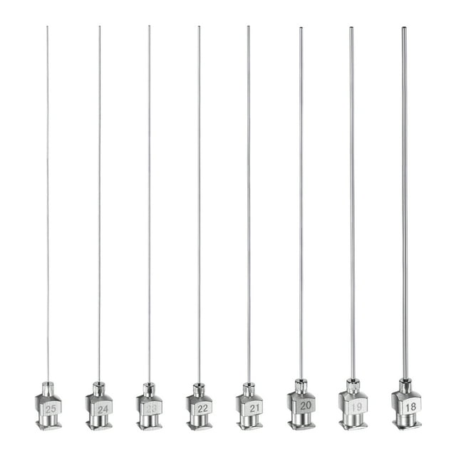 Uxcell 16 Pcs 18-25G Aiguille de Distribution en Acier Inoxydable, Tube d'Aiguille de Colle 4 Pouces Pointe Émoussée