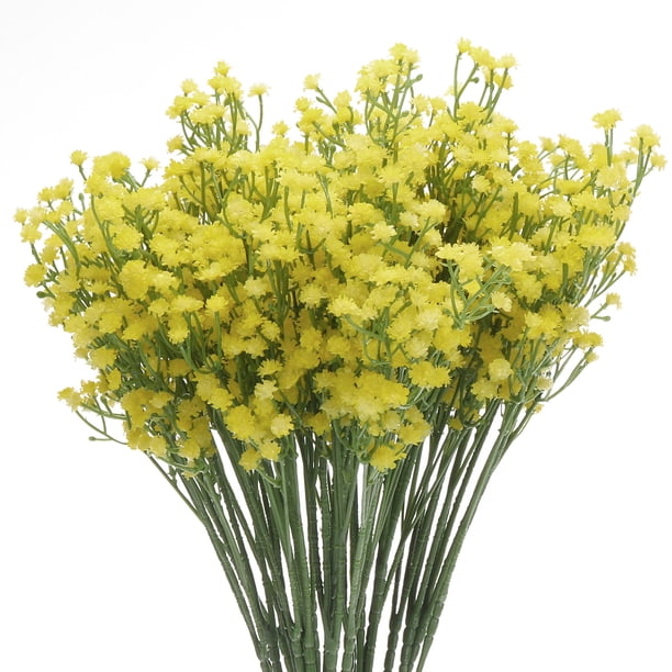 Flores artificiales de Gypsophila Amarillas Unique Bargains 3 ramas 15 Unidades Tacto Real para decoración de bodas