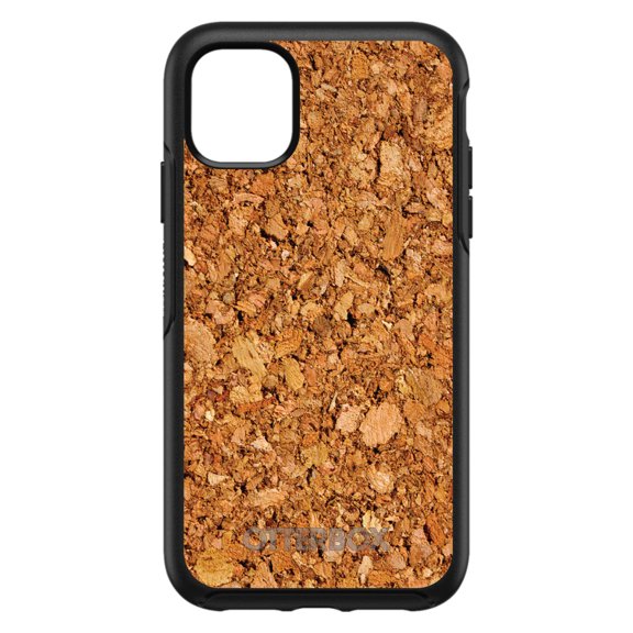 DistinctInk OtterBox Symmetry Custom Case for Apple iPhone 15 (6.1" Screen) - Printed Cork Image - Tempered Glass Back