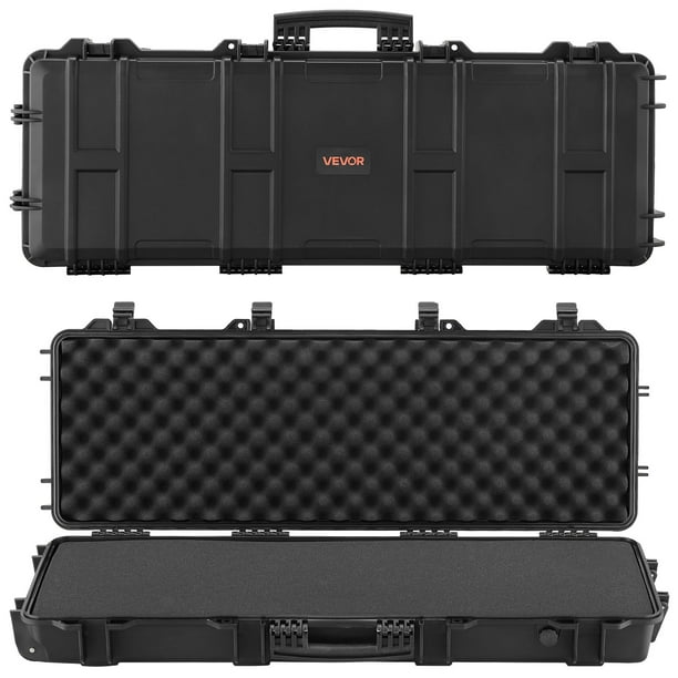 VEVOR - Estuche rígido para rifle con cerradura y espuma precortada, 101 cm (40 pulgadas) con ruedas, resistente al agua y al polvo, IP67, para rifles, escopetas y pistolas de airsoft, color negro
