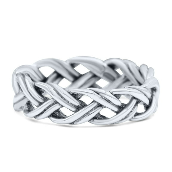 Dainty Celtic Woven Braided Twisted Double Ring Band 925 Sterling Silver Size 5