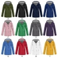 thumbnail image 3 of Women Striped Lining Jacket Outdoor Drawstring Hiking Rain Jacket Winter Warm Hooded Jacket Outwear Sports Coat, 3 of 3