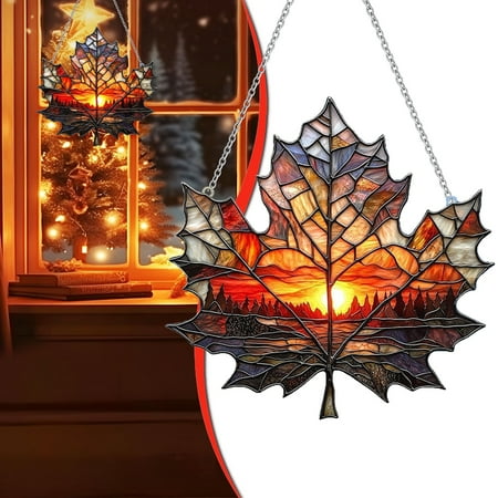 Hanging Wall Decor Maple Ornament Set Fall Wall Hanging & Christmas Tree Decor With 5 Point Hanging Design For Seasonal Home Celebration