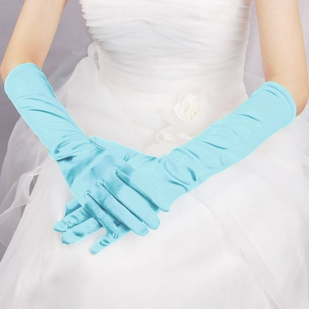 Nvzi Guantes de satén de estilo clásico para adultos, de longitud de ópera, de 15" (verde esmeralda)