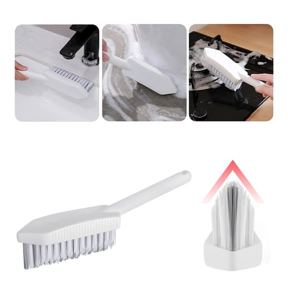 Triangular Hard-Bristle Bathroom Corner Cleaning Brush – Deep Scrub for Shower, Toilet & Window Tracks – No Dead Angle Design, Ergonomic Handle, Multi-Surface Stain Remover white