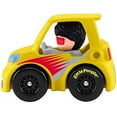 thumbnail image 2 of Little People Wheelies Micro Car - GMJ26 ~ Yellow Micro SUV with Red Stripes with Ryan Driving, 2 of 5
