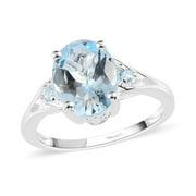 Faceted  Sky Blue Topaz 925 Sterling Silver Statement November Birthstone Ring Stylish Unique Women Jewelry For Birthday Gifts for Women Size 7 Ct 2
