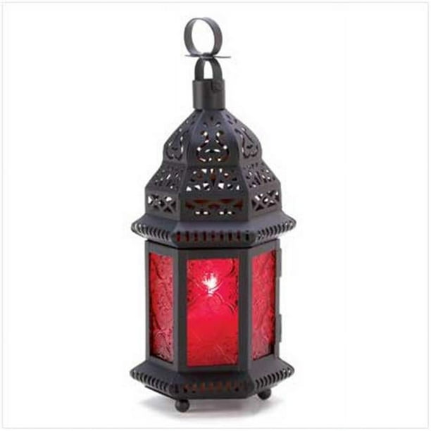 Home Locomotion 10013245 Lanterne Marocaine en Verre Rouge