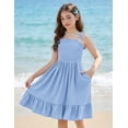 thumbnail image 3 of Arshiner Girls Summer Dress Tween Spaghetti Strap Smocked Casual Beach Sundress with Pockets, 3 of 6