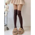 thumbnail image 3 of Calcetines de tubo largos grises de primera calidad, calcetines de bota para mujer, estilo inactivo de nicho, calcetines de pila de Color sólido, calcetines hasta la rodilla de algodón para mujer, 3 of 5