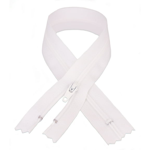 YKK® #3 Lightweight Closed-End Zipper, 7 Inch Length, Bright White 501 (100 Pack)