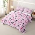 thumbnail image 3 of jejeloiu Pink Birds Flamingo Twin Quilt Set Kids,Hawaii Summer Holiday Twin Coverlet Set,2-Piece, 3 of 7