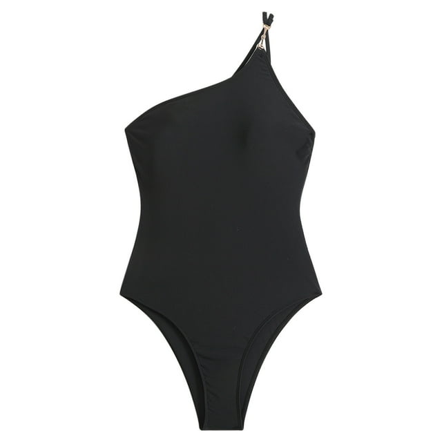 baikeli Women's One Piece Swimsuit Polka Dots Print Tummy Control Bathing Suits Modest Full Coverage Swim Suits Beachwear Black,XL