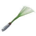 thumbnail image 1 of Rastrillo de jardín pequeño con mango de 9 dientes y hojas pequeñas, con mango ergonómico de PVC suave, para limpiar residuos de arbustos y matorrales, 1 of 6