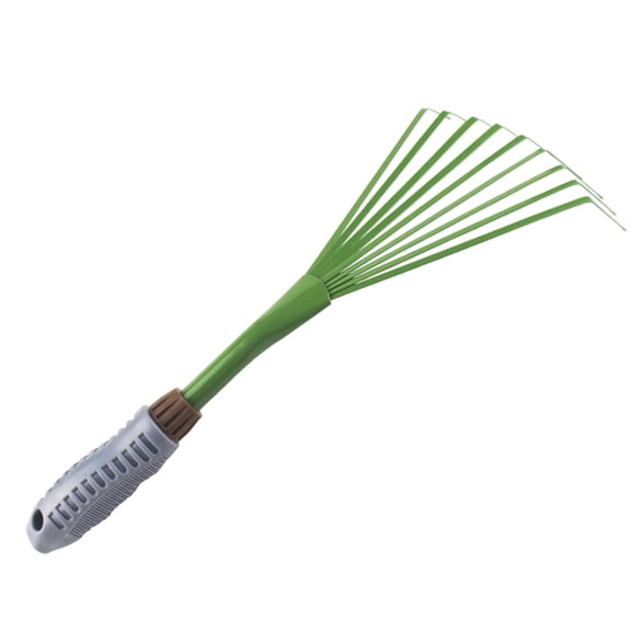 Leojiow Garden Small Grip Hand Fan Rake 9 Teeth Little Leaf Rake With Ergonomic Soft Pvc Grip Clear Debris Shrub Bush And 39Cm Utility