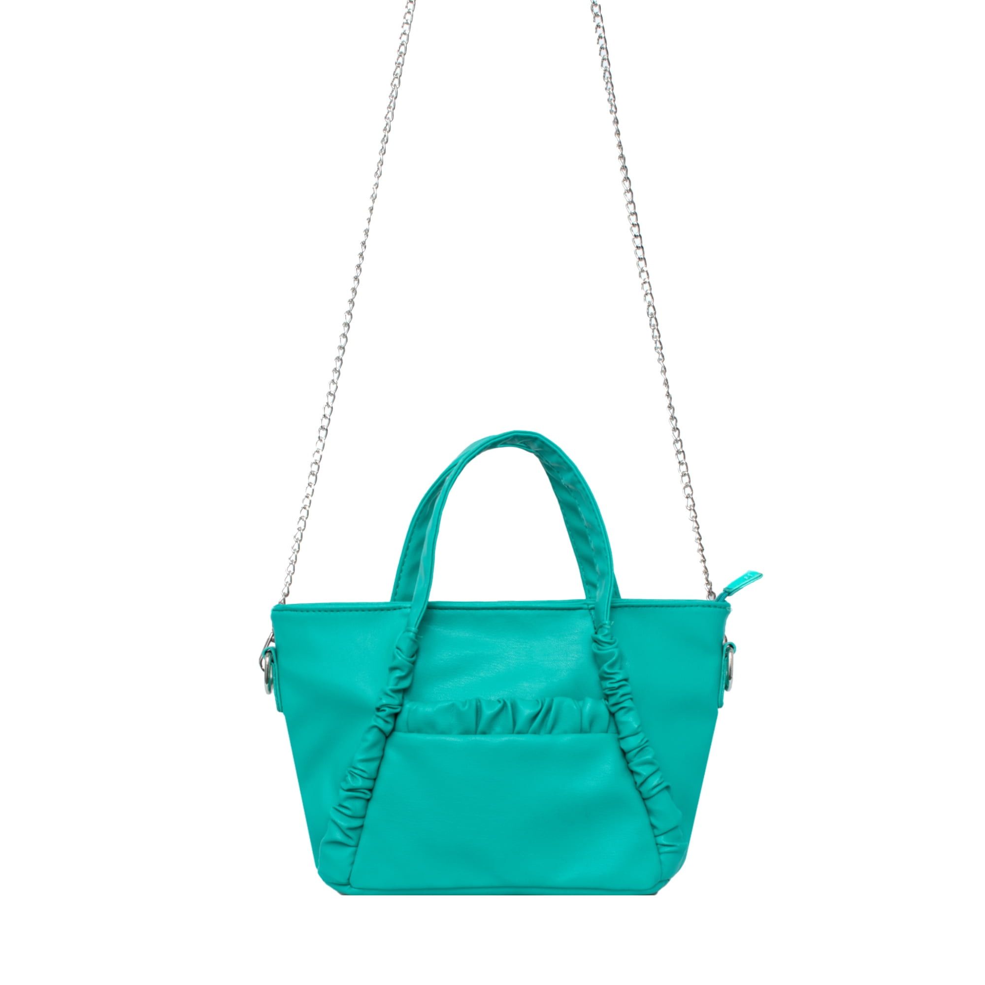 Olivia & Kate Women's Vegan Leather Mint Everyday Satchel withTop Handles & Chain Strap