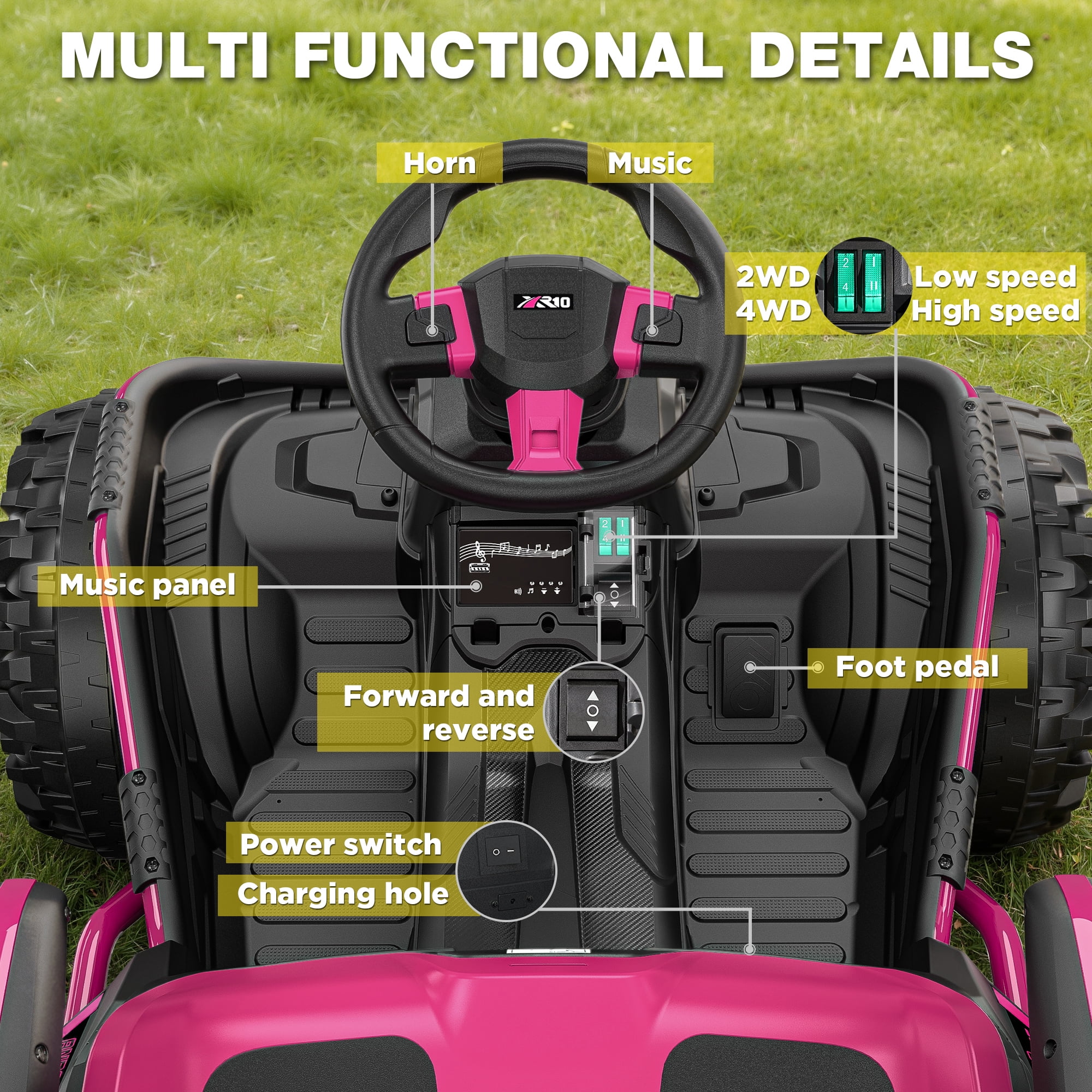East doll 24V Big Kids Ride on Toys, Electric Power Ride on Car for Kids Age 3-8, 4 Wheeler, 4WD 800W Motors ATV for Kids, 5MPH, Parent Remote, Music, Pink