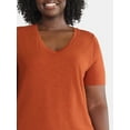 thumbnail image 3 of Terra & Sky Women's Plus Size V-Neck Tee with Short Sleeves, Sizes 0X-4X, 3 of 5