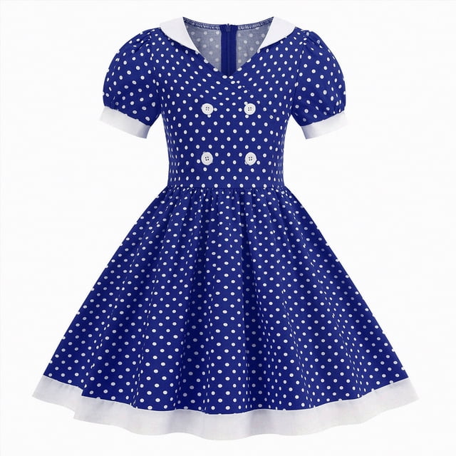 gdxvjhbj Robes pour Enfants Robe Fille à Manches Courtes à Imprimé Floral Ample Décontractée Longue Maxi avec Poches Taille 9-10 (Bleu Foncé, 9-10 Ans)