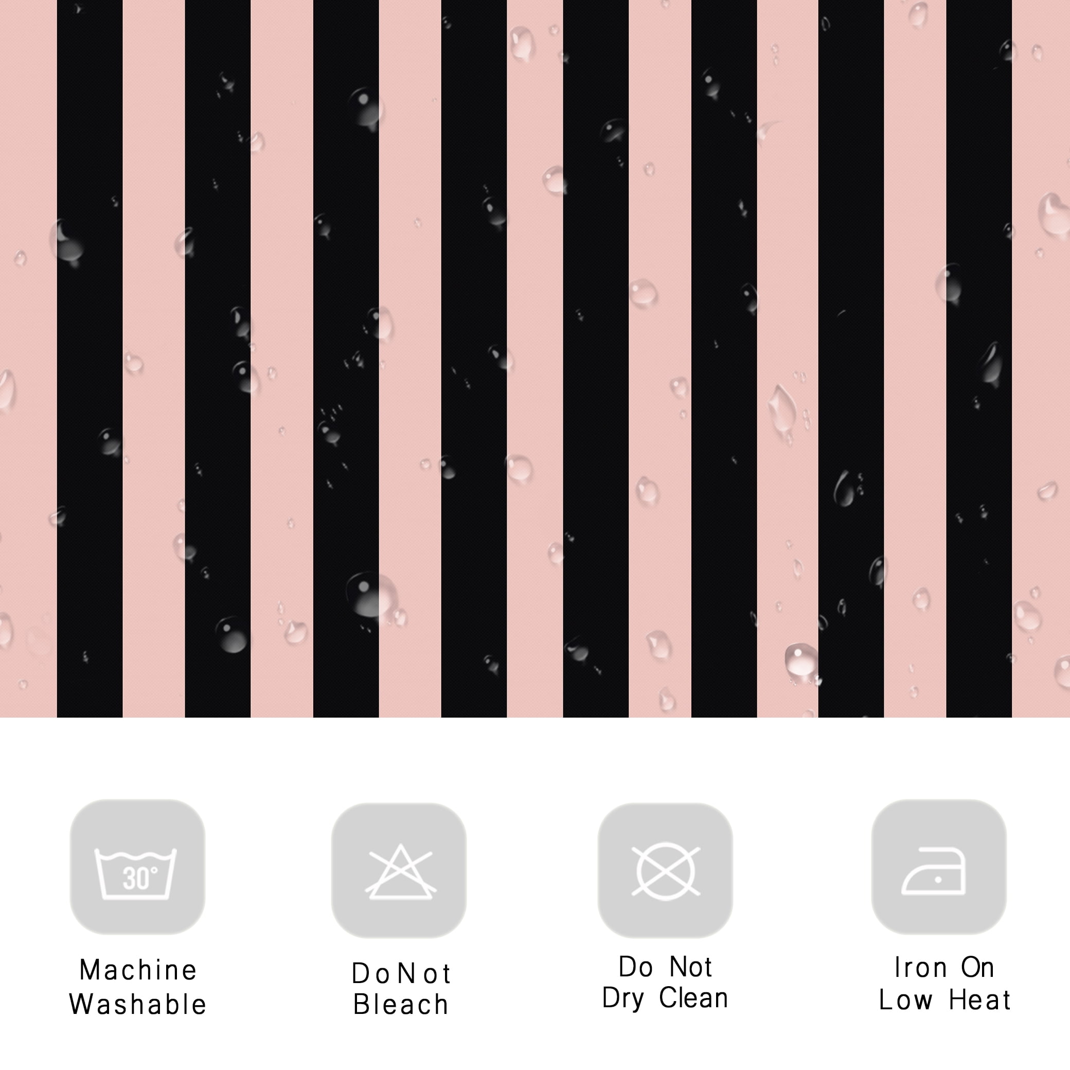 NEONWE Black and Pink Striped Shower Curtain, Modern Watercolor Stripe Waterproof Bathroom Shower Curtain with Hooks, Machine Washable, 72" x 72"