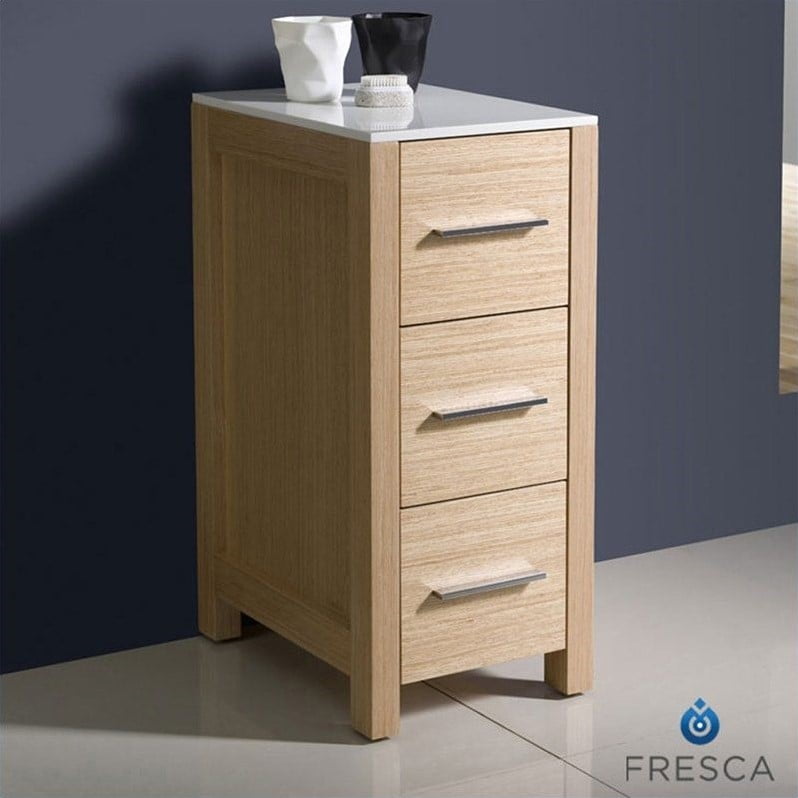 Fresca Torino Bathroom Linen Side Cabinet In Light Oak