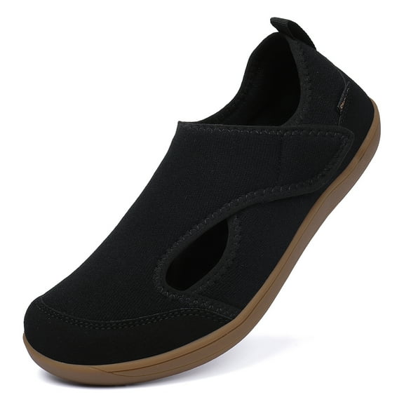 Women House Shoes Diabetic Shoes Adjustable Arthritis Edema Swollen Feet Indoor Outdoor Wide Slippers 8.5,Black