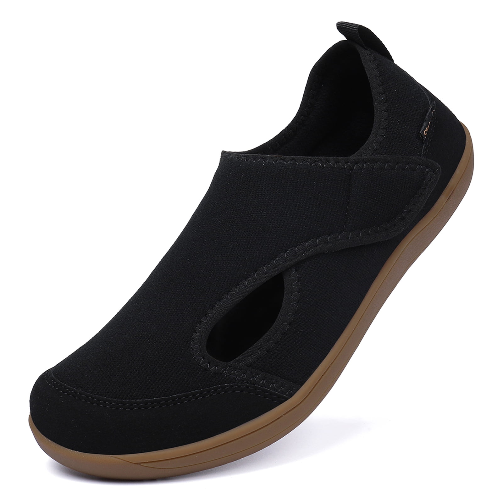 Gexuosn Men's Fleec Diabetic Shoes Warm Bedroom House Memory Foam Winter Slippers for Indoor Outdoor 8.5，Black