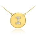 thumbnail image 1 of 14K GOLD LETTER "I" INITIAL DIAMOND DISC NECKLACE :  22", 1 of 1