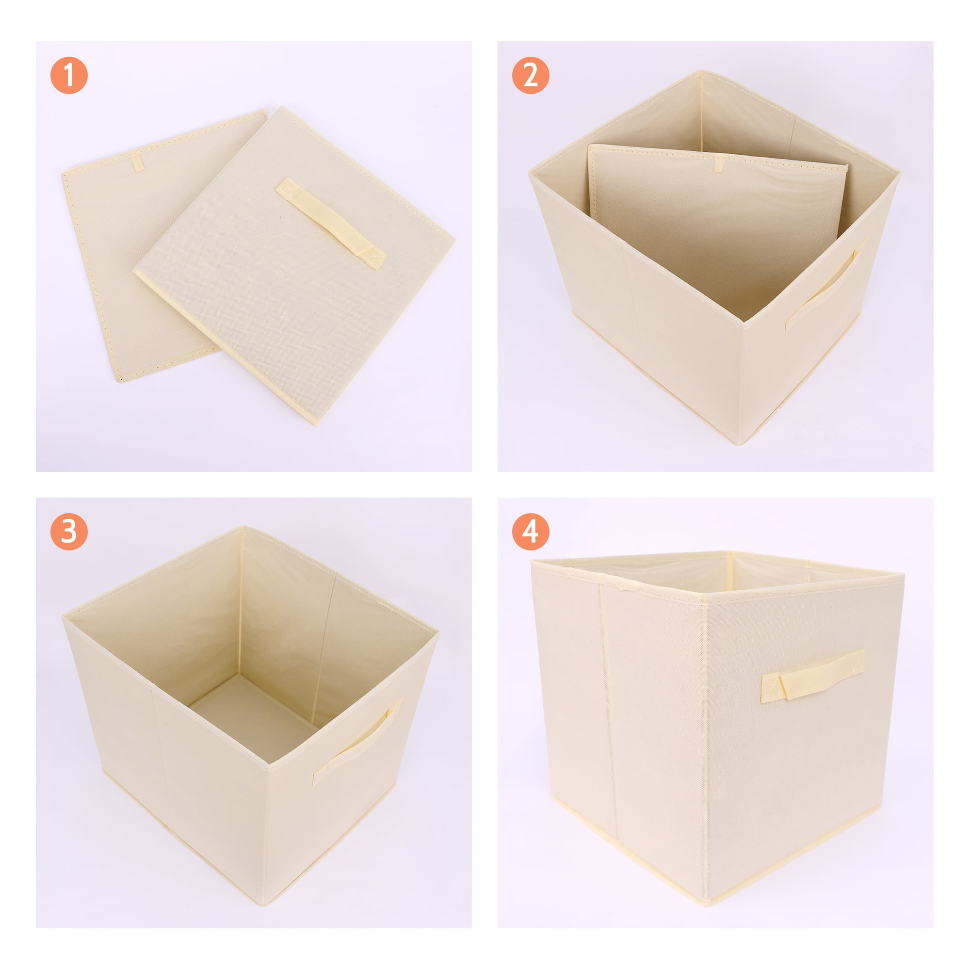 Unique Bargains Fabric Storage Cube Storage Bin Beige 15*13*13in