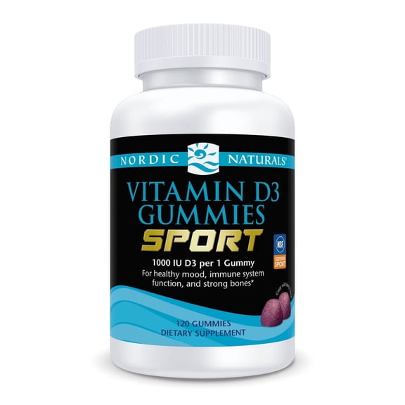 Nordic Naturals Vitamin D3 Gummies Sport, NSF Certified, Non-GMO, 120 Count