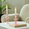 thumbnail image 3 of Mainstays Pink Translucent 5.75" Tall Glass Bubble Shaped Tabletop Taper Candle Holder, Small, 3 of 13