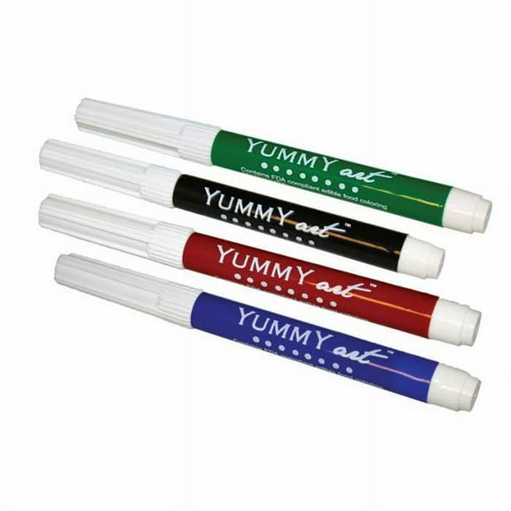 Inkedibles Holiday Color Set, Edible Ink, Scented Markers, 4PK, Red, Green, Black, Blue