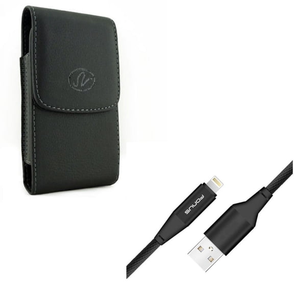 Power Charger Cord 10ft USB Cable w Holster Leather Case Belt Clip Z8Y for iPhone XS Max XR 8 PLUS 7 Plus 6S Plus 11 Pro Max 6 Plus