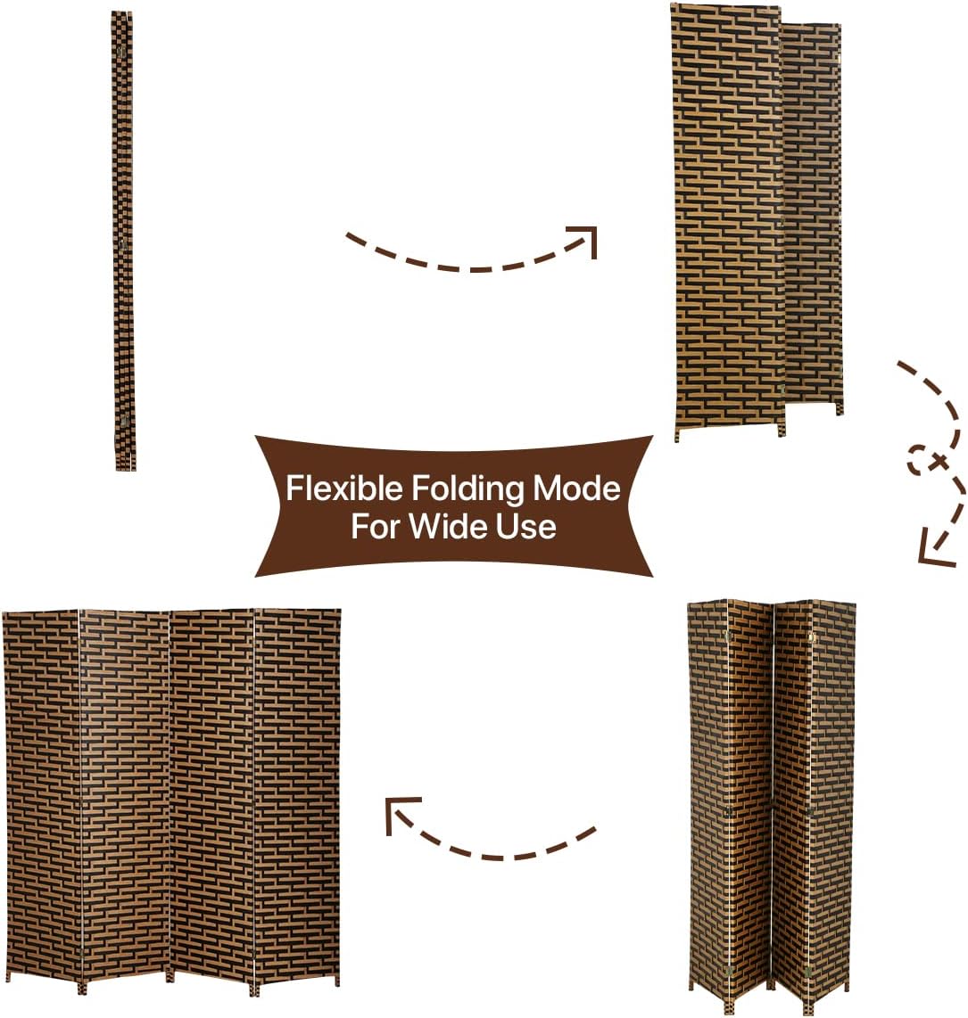 Dkelincs 4 Panel Room Dividers and Folding Privacy Screen Wooden Partition Wall Divider Portable Freestanding Privacy Wall, Stack